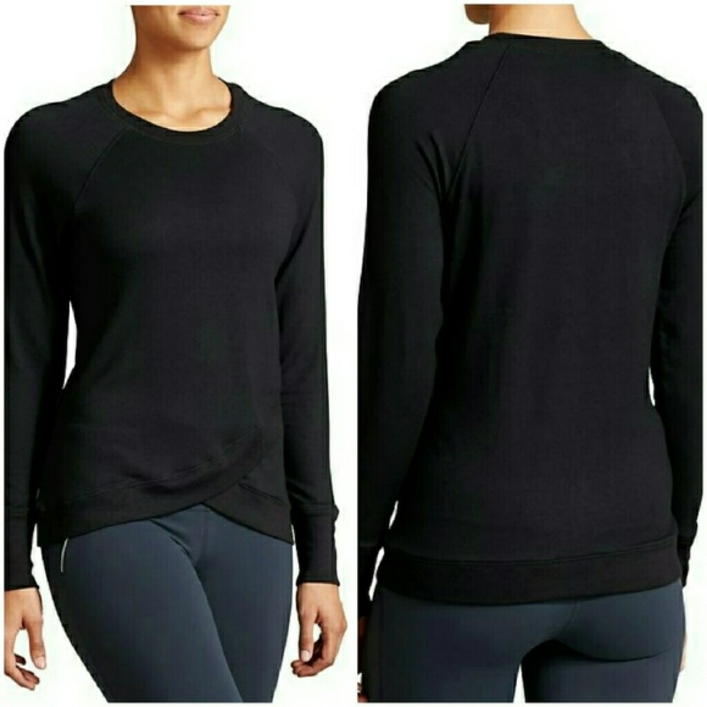 Athleta Criss Cross Sweatshirt- black, L